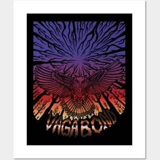 Black Tee - Owl Spirit Animal - Worm's Eye View Posters and Art